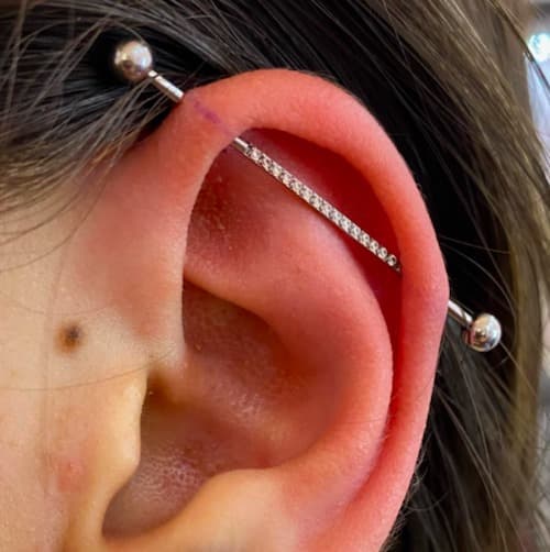 Cartilage piercings such as helix, conch, and more.